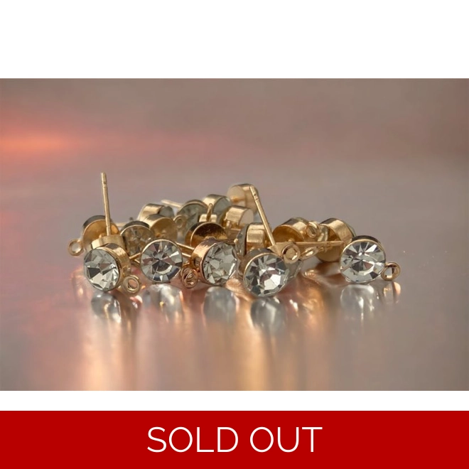 product Image for 6PCE GOLD COLOUR HYPOALLERGENIC STUD CONNECTORS WITH CUBIC ZIRCONIA